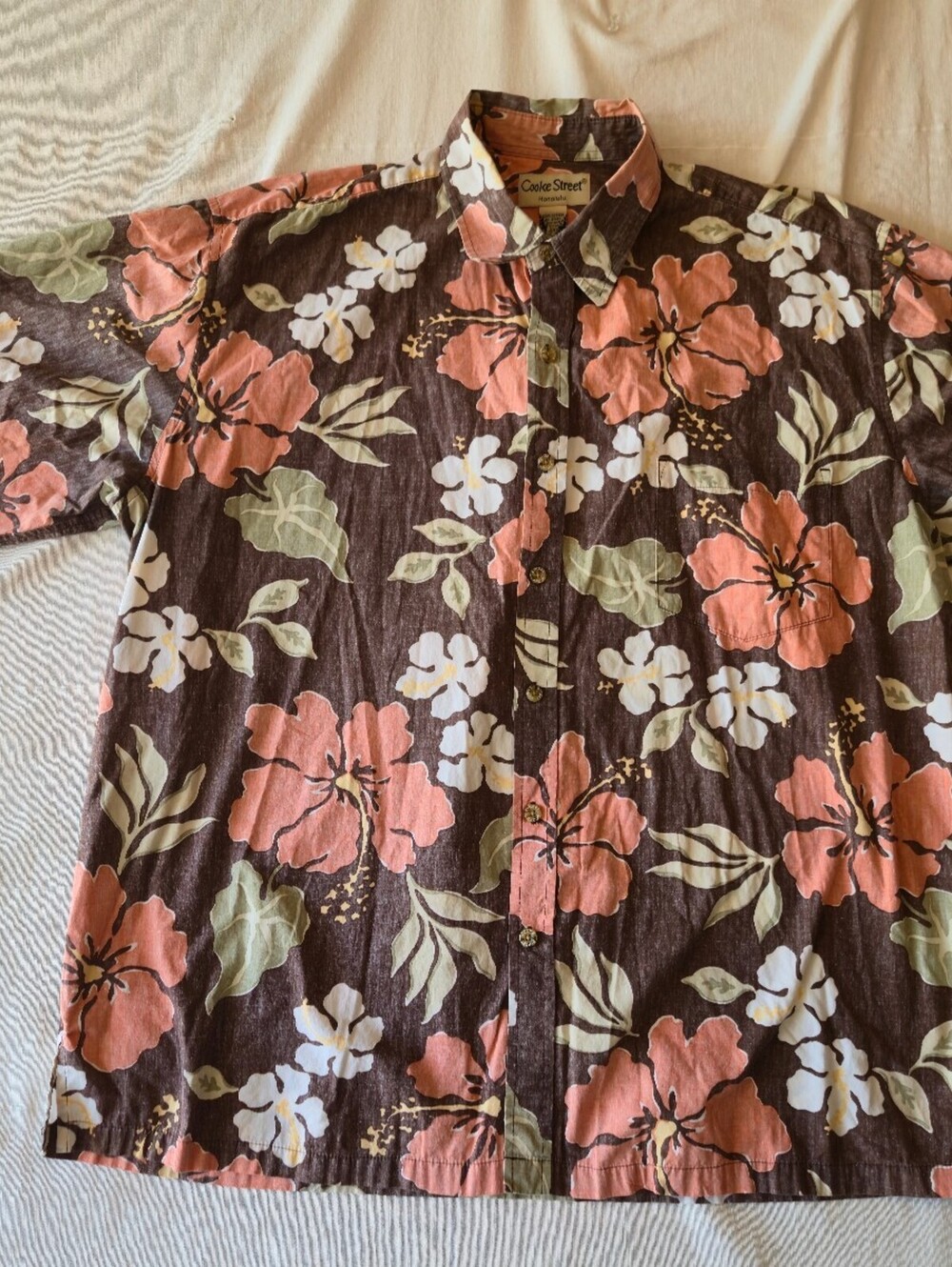 Cooke Street Honolulu 2XL Brown Floral Hawaiian Shirt 100% Cotton
